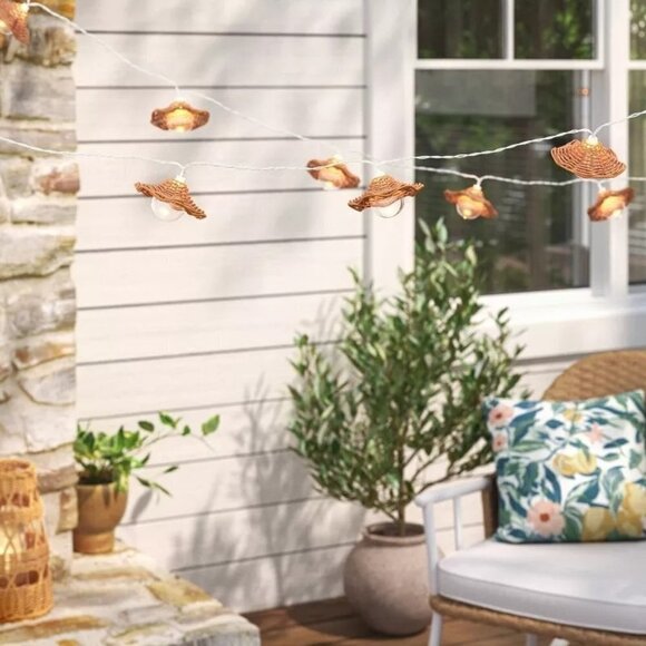 Studio McGee 10ct Solar LED Outdoor Orb and Globe String Lights‎ Clear/Brown - Picture 3 of 6